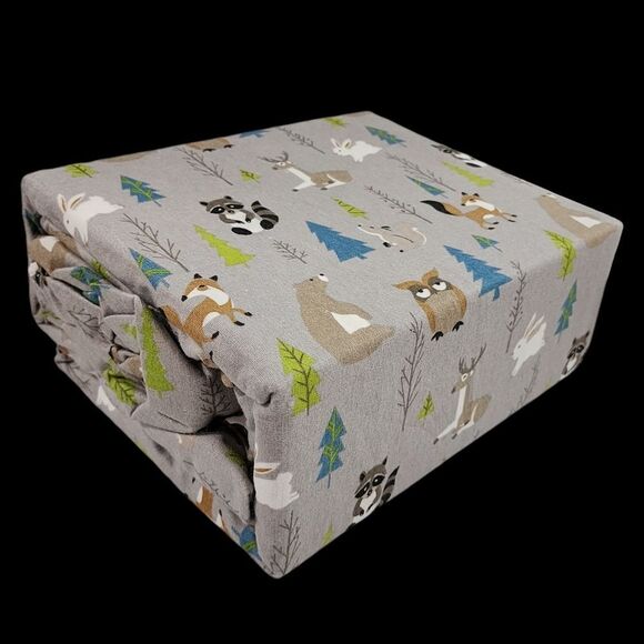 Ryland Collection Heavy Weight Cotton Flannel Sheet Set Twin Size 3pc Gray Multi - Picture 9 of 10